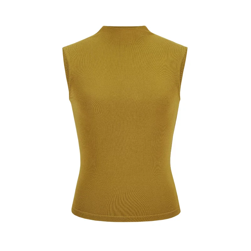 Ärmelloses Damen Tanktop Stehkragen Slim Fit Kurz Sommer - Image 12