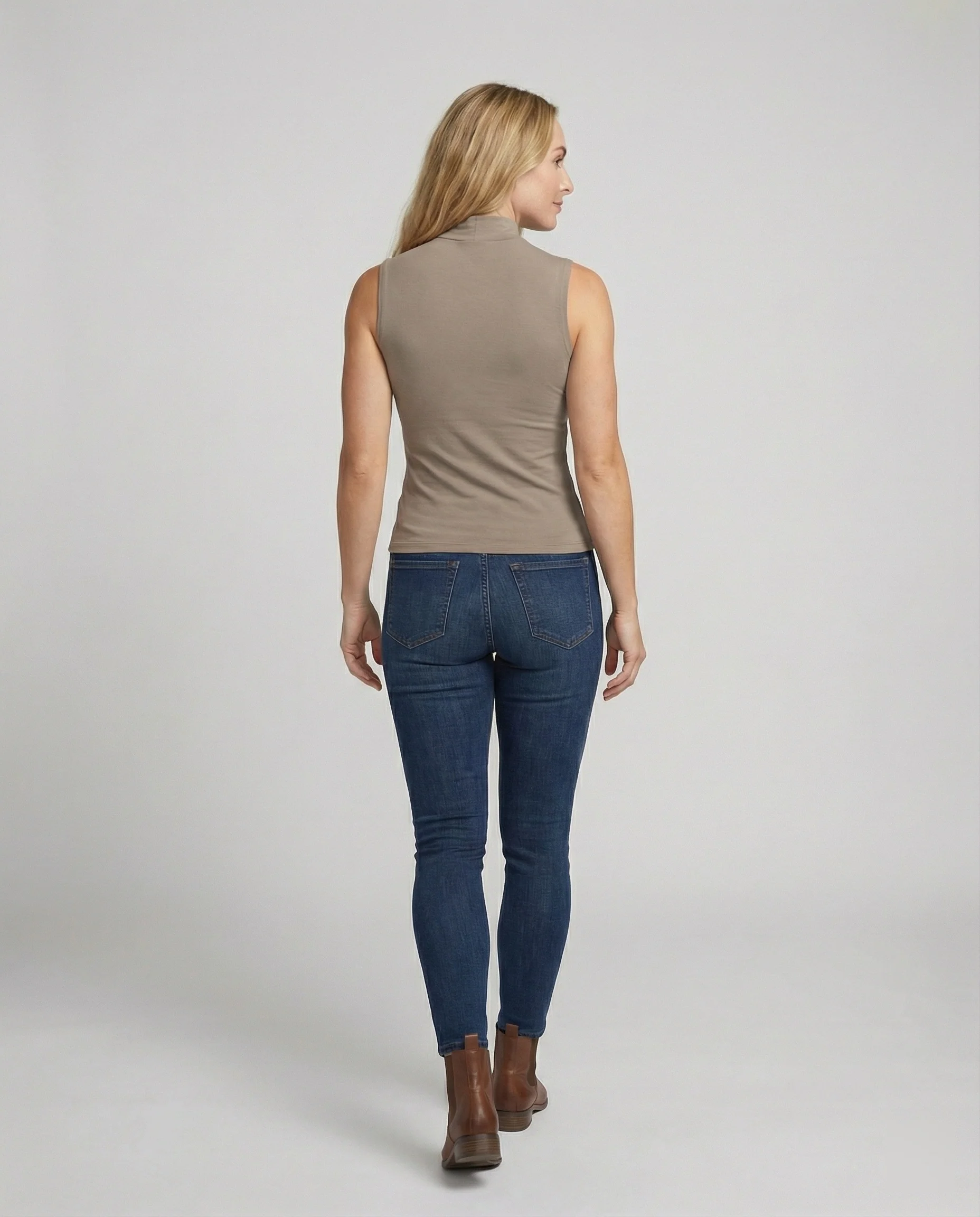 Ärmelloses Damen Tanktop Stehkragen Slim Fit Kurz Sommer - Image 4