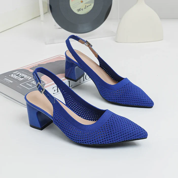 Atmungsaktive Strickschuhe mit spitzer Zehe und Knöchelriemen Heidi Mode - Image 4