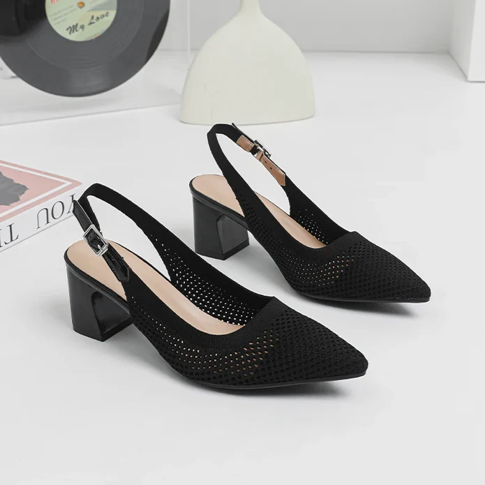 Atmungsaktive Strickschuhe mit spitzer Zehe und Knöchelriemen Heidi Mode - Image 6