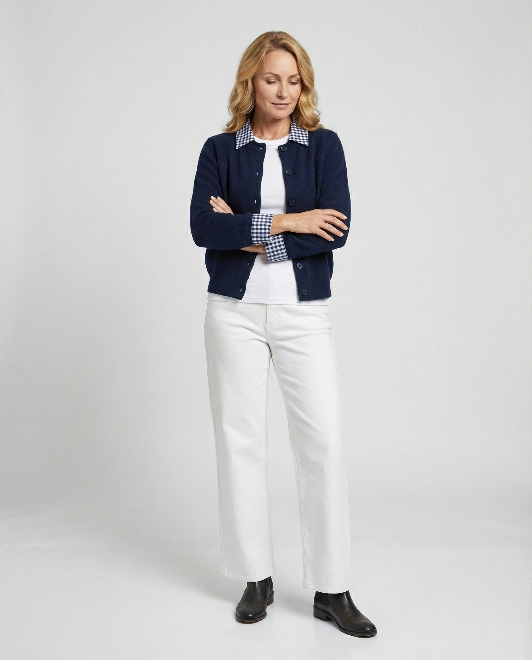 Blauer Damen Strickpullover im Lagenlook Koreanischer Stil Herbst Oberteil - Image 3