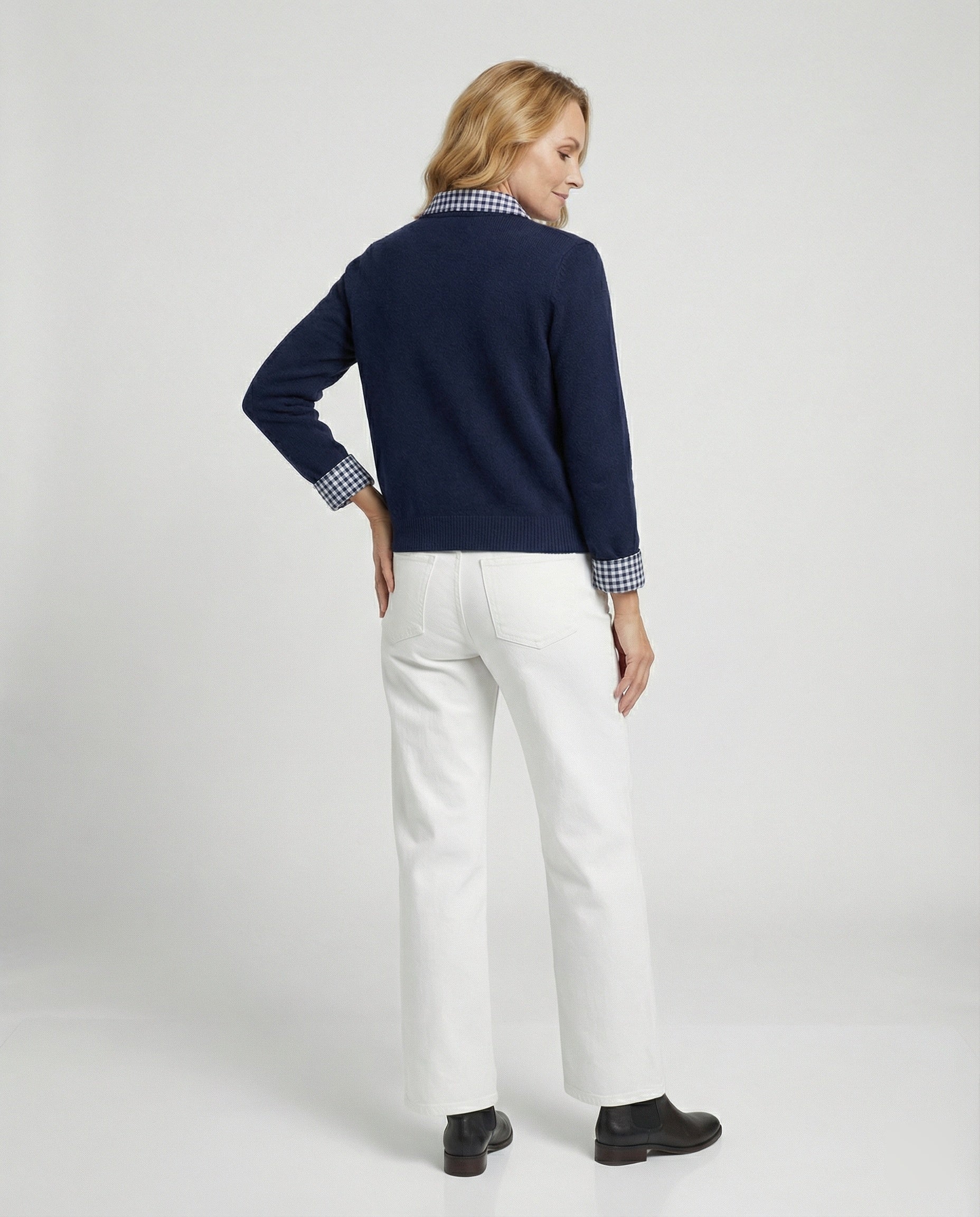 Blauer Damen Strickpullover im Lagenlook Koreanischer Stil Herbst Oberteil - Image 4