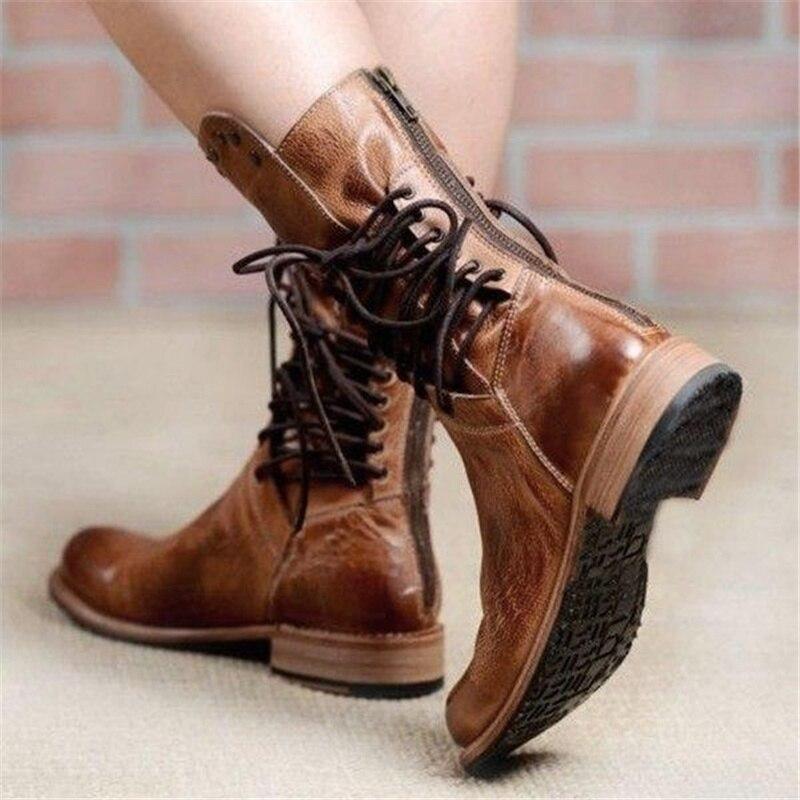 Braune Damen Leder Schnürstiefel – Freya Heidi Mode - Image 3