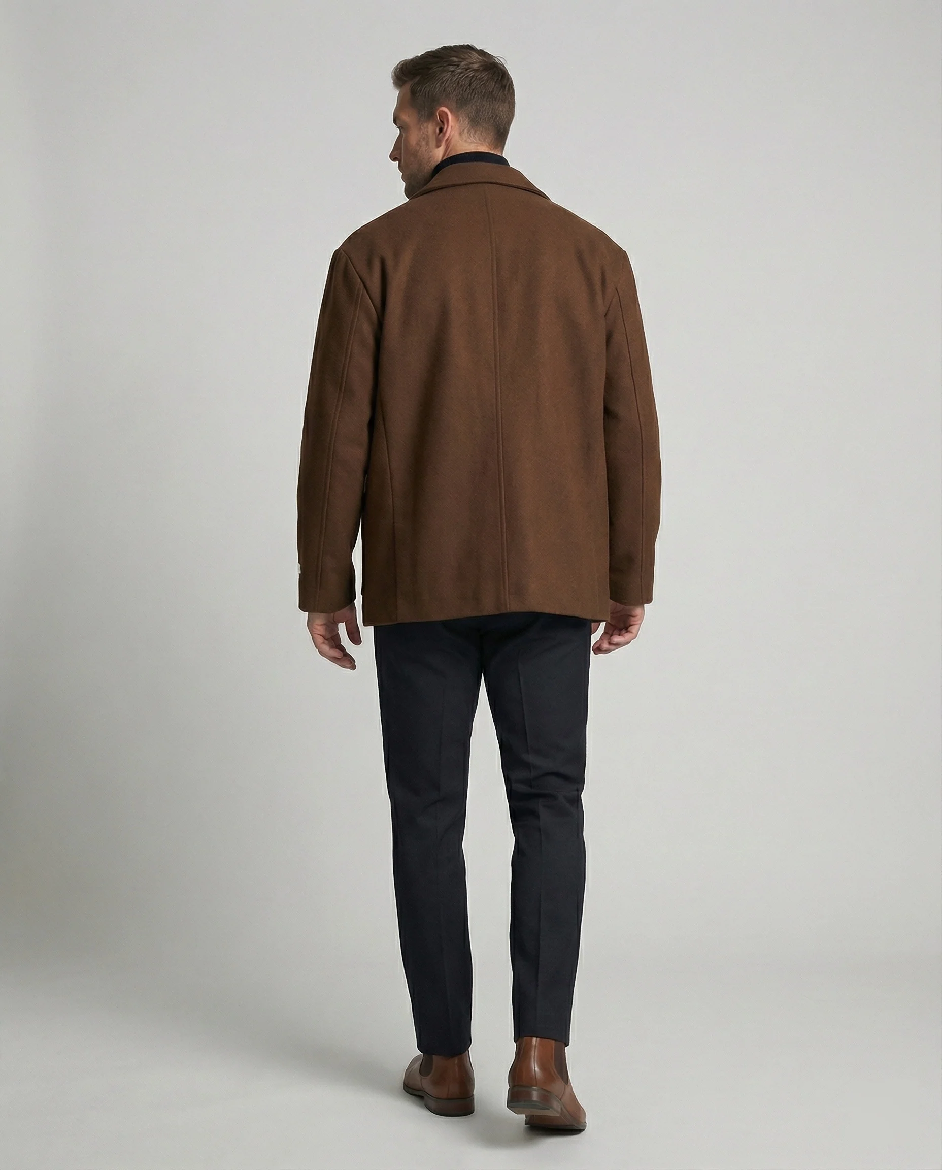 Britischer Stil Kurzmantel Unisex Freizeitjacke Brauner Strick Blazer - Image 4