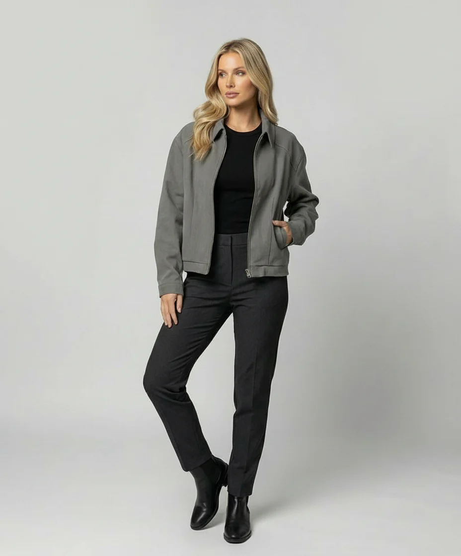 Bwka Vintage Boxy Jacke Cleanfit Unisex Herbst Kurzmantel Grau - Image 3