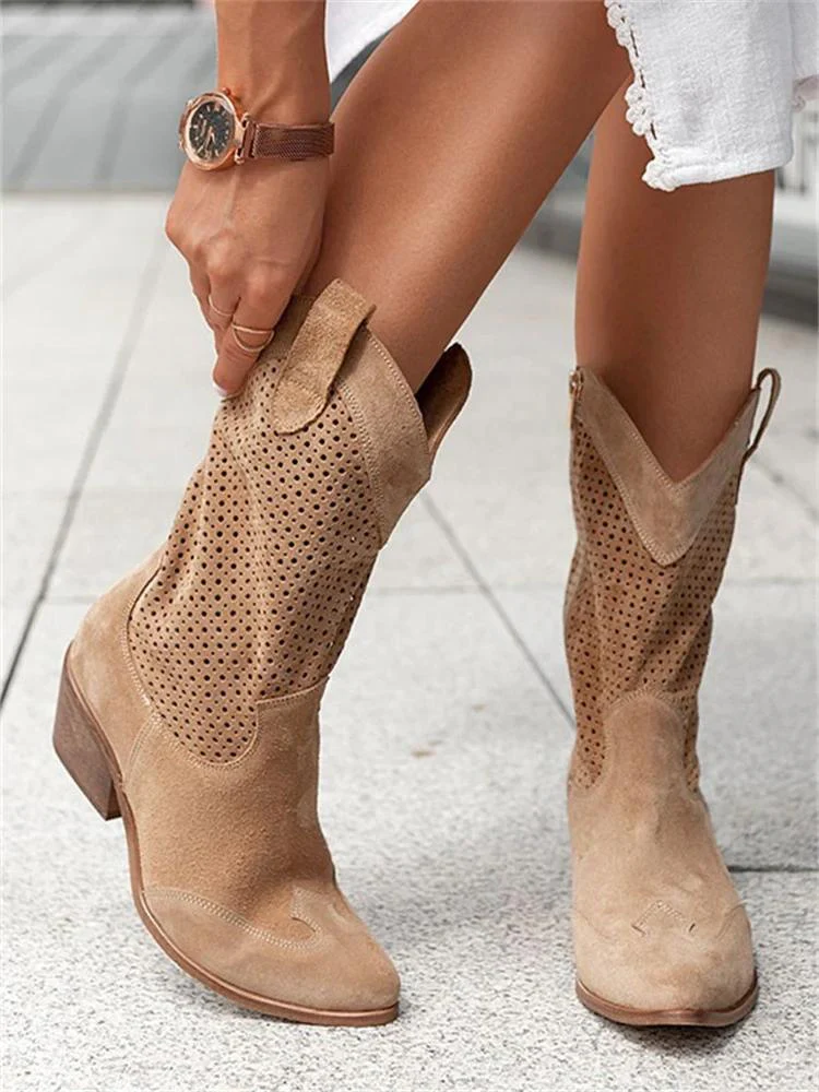 Cowboy Stiefel - Atmungsaktive Cowgirl Stiefel mit niedrigem Absatz Heidi Mode - Image 5