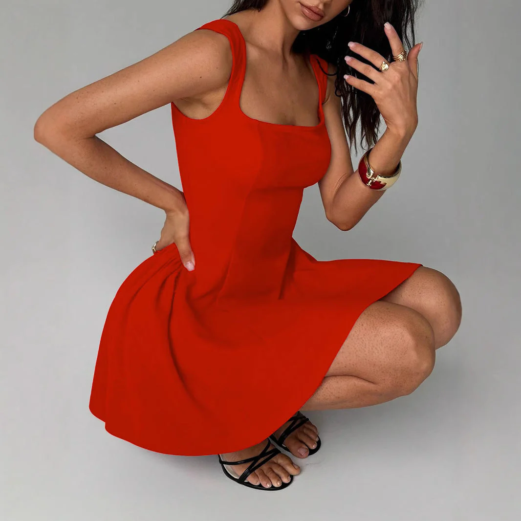 Damen A-Linien Kleid mit Quadratischem Ausschnitt und Schwingendem Rock Heidi-Mode - Image 4