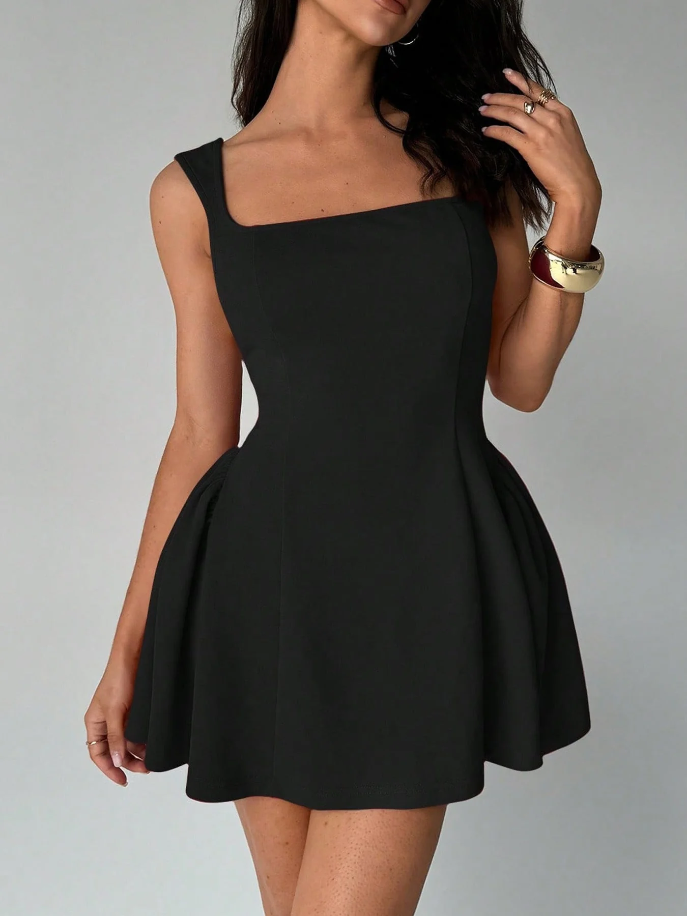 Damen A-Linien Kleid mit Quadratischem Ausschnitt und Schwingendem Rock Heidi-Mode - Image 6