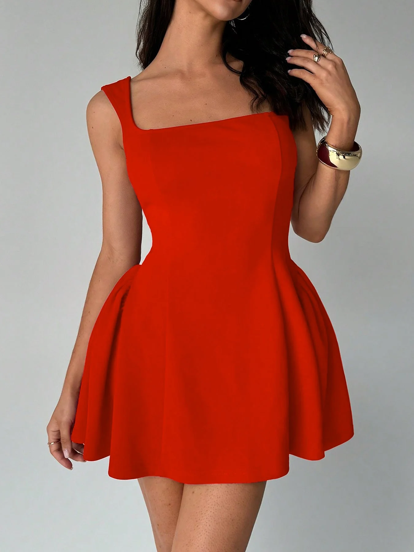 Damen A-Linien Kleid mit Quadratischem Ausschnitt und Schwingendem Rock Heidi-Mode - Image 7