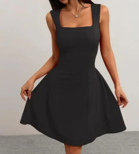 Damen A-Linien Kleid mit Quadratischem Ausschnitt und Schwingendem Rock Heidi-Mode - Image 8