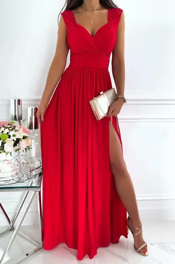 Damen Abendkleid mit Elegantem V-Ausschnitt und Rüschendetails Heidi-Mode - Image 4
