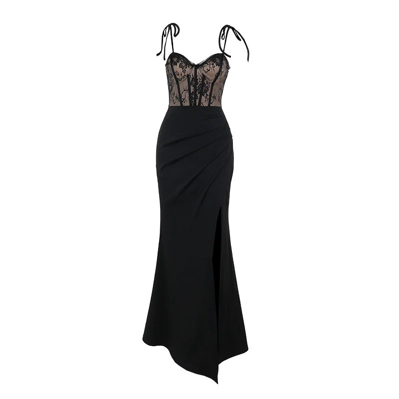 Damen Abendkleid mit Spitzenoberteil und Elegantem Schlitz Heidi-Mode - Image 5