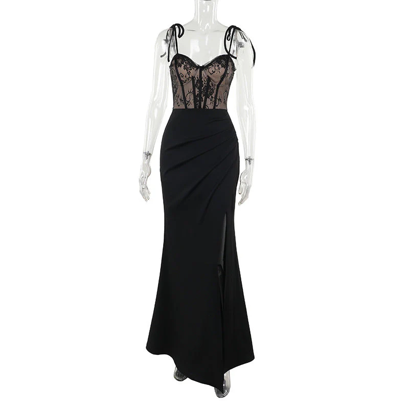 Damen Abendkleid mit Spitzenoberteil und Elegantem Schlitz Heidi-Mode - Image 6