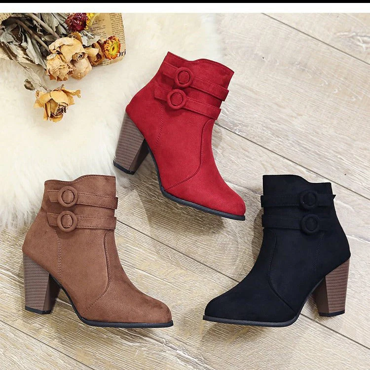 Damen Ankle-Boots mit Dekorativen Riemen und Elegantem Absatz Heidi-Mode - Image 2