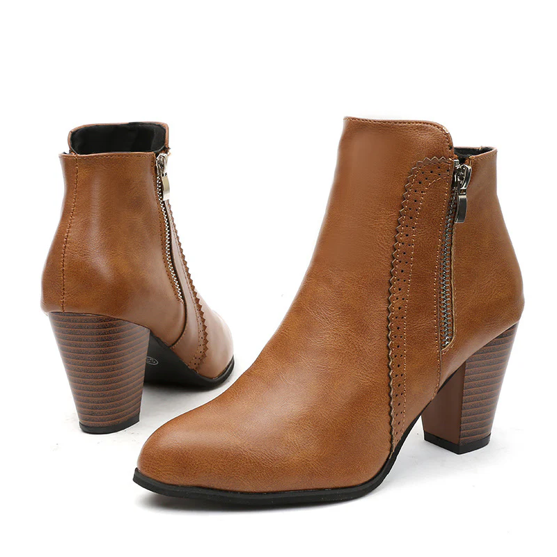 Damen Ankle Boots mit eleganter Schnürung und modischem Reißverschluss Heidi Mode - Image 4