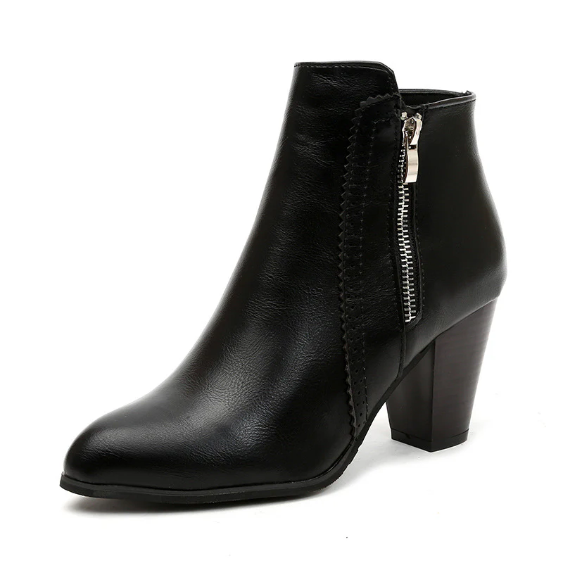 Damen Ankle Boots mit eleganter Schnürung und modischem Reißverschluss Heidi Mode - Image 5