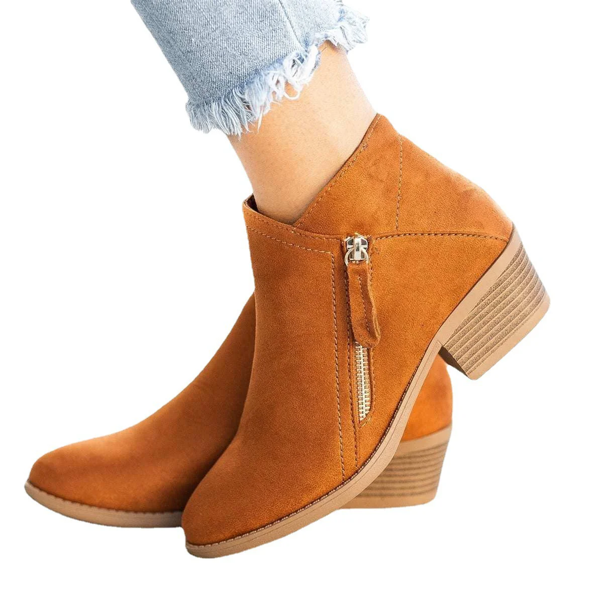 Damen Ankle Boots mit modischem Reißverschluss und komfortablem Blockabsatz Heidi Mode - Image 5