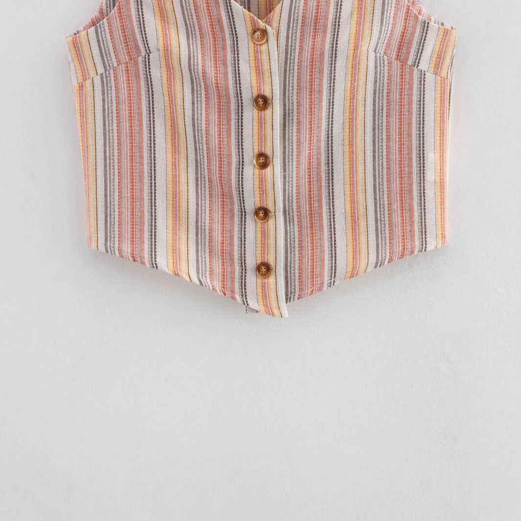 Damen Ärmellose Bluse mit V-Ausschnitt und Stilvollem Streifenmuster Heidi-Mode - Image 4