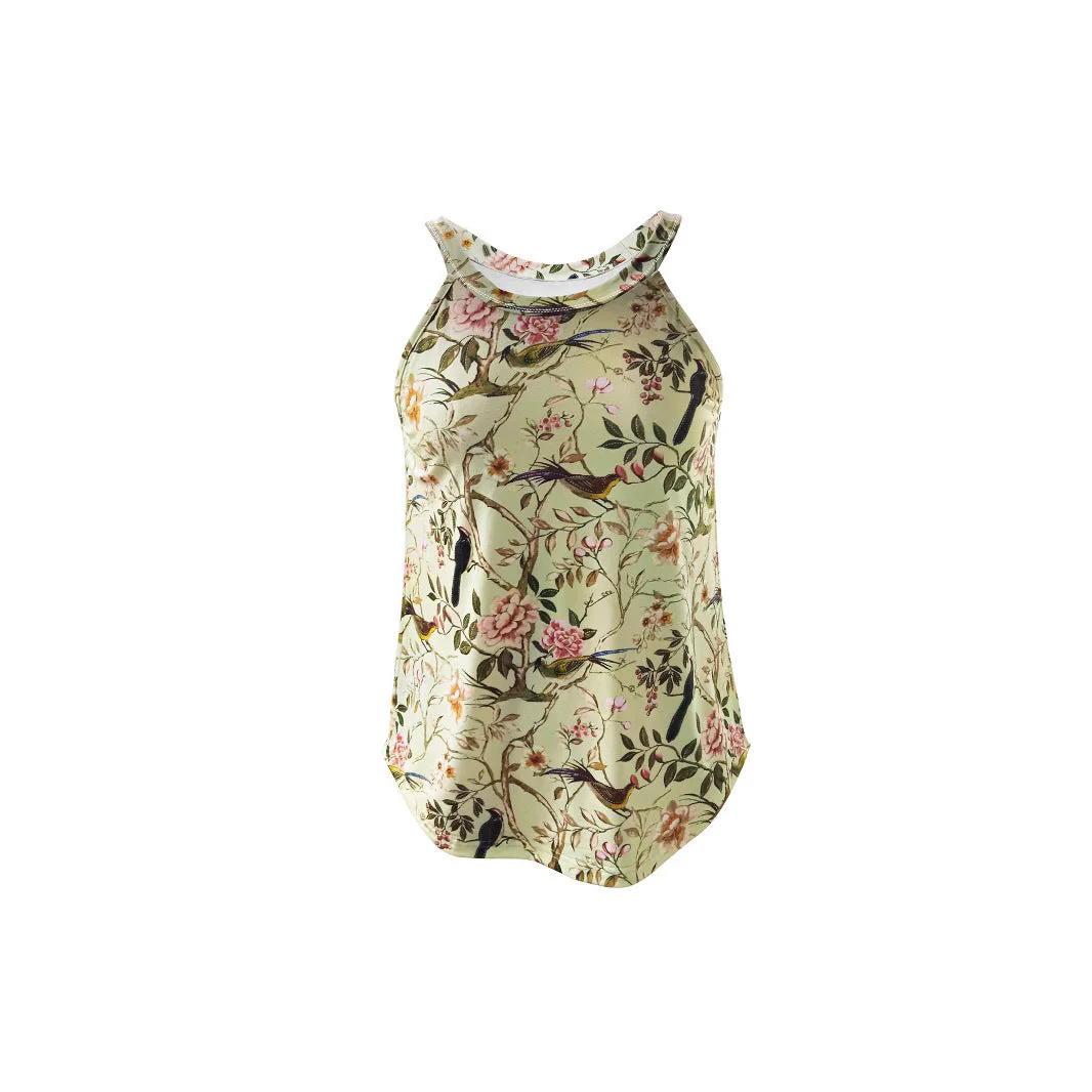 Damen Ärmelloses Blumenshirt mit Hohem Kragen Heidi-Mode - Image 3