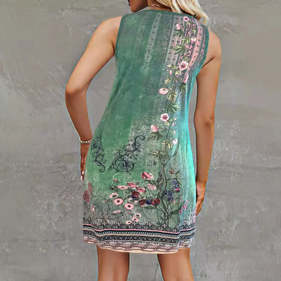 Damen Ärmelloses Blusenkleid mit Floralem Design und Modischen Knopfdetails Heidi-Mode - Image 3