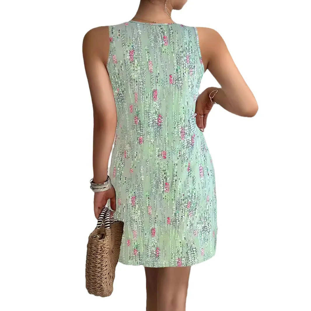 Damen Ärmelloses Blusenkleid mit Floralem Design und Modischen Knopfdetails Heidi-Mode - Image 5