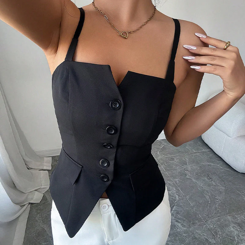 Damen Ärmelloses Blusentop mit Tailliertem Schnitt und Knopfdetails Heidi-Mode - Image 2