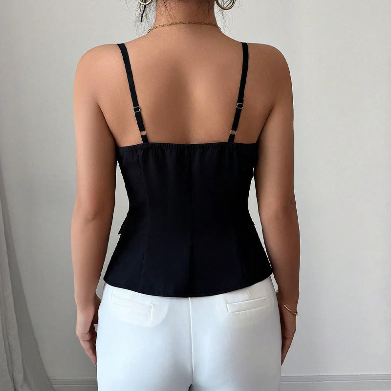 Damen Ärmelloses Blusentop mit Tailliertem Schnitt und Knopfdetails Heidi-Mode - Image 3