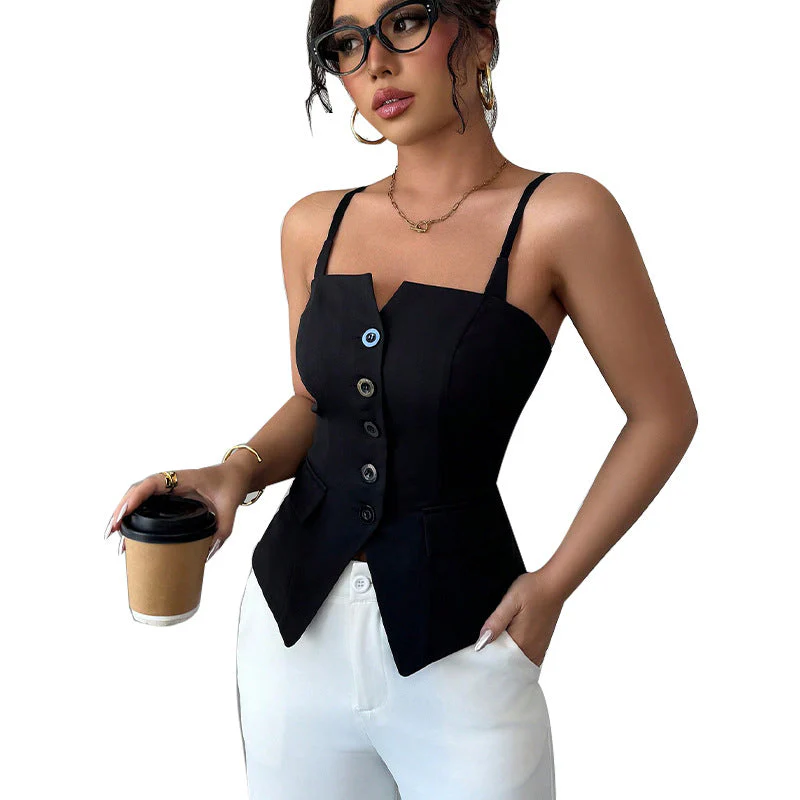Damen Ärmelloses Blusentop mit Tailliertem Schnitt und Knopfdetails Heidi-Mode - Image 5