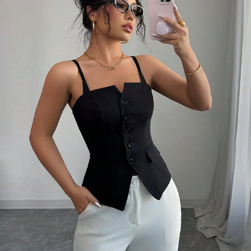 Damen Ärmelloses Blusentop mit Tailliertem Schnitt und Knopfdetails Heidi-Mode - Image 6