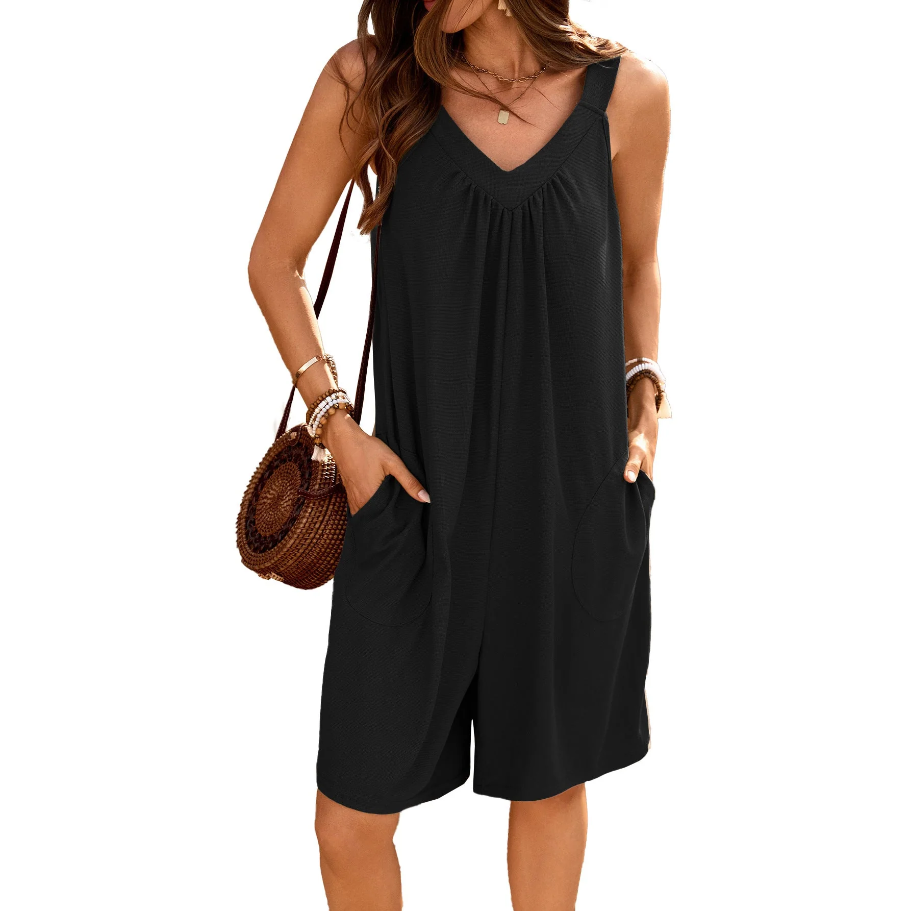 Damen Ärmelloses Jumpsuit mit Tiefem V-Ausschnitt und Praktischen Taschen Heidi-Mode - Image 6