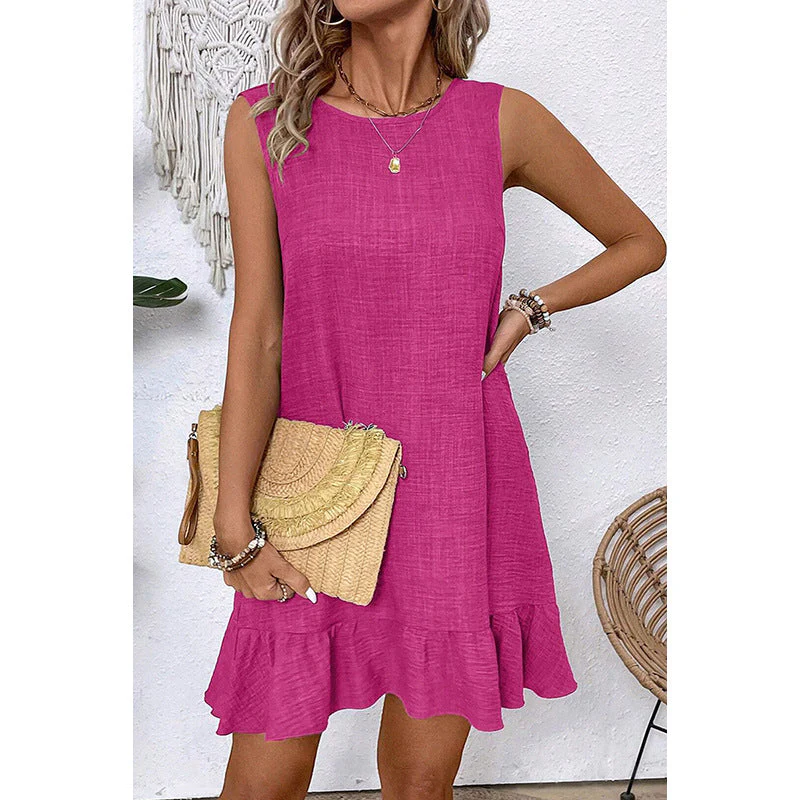 Damen Ärmelloses Kleid mit Rüschensaum und Lässigem Schnitt Heidi-Mode - Image 4