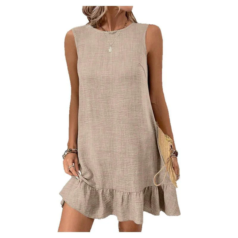 Damen Ärmelloses Kleid mit Rüschensaum und Lässigem Schnitt Heidi-Mode - Image 5