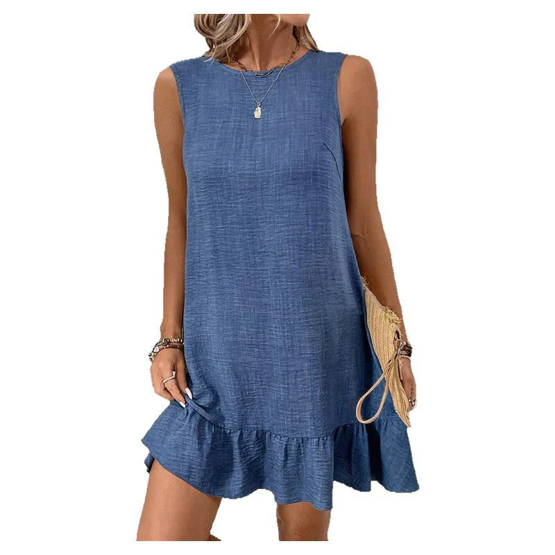 Damen Ärmelloses Kleid mit Rüschensaum und Lässigem Schnitt Heidi-Mode - Image 8