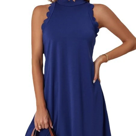 Damen ärmelloses Kleid mit Scalloped-Ausschnitt und fließendem Schnitt Heidi-Mode - Image 5