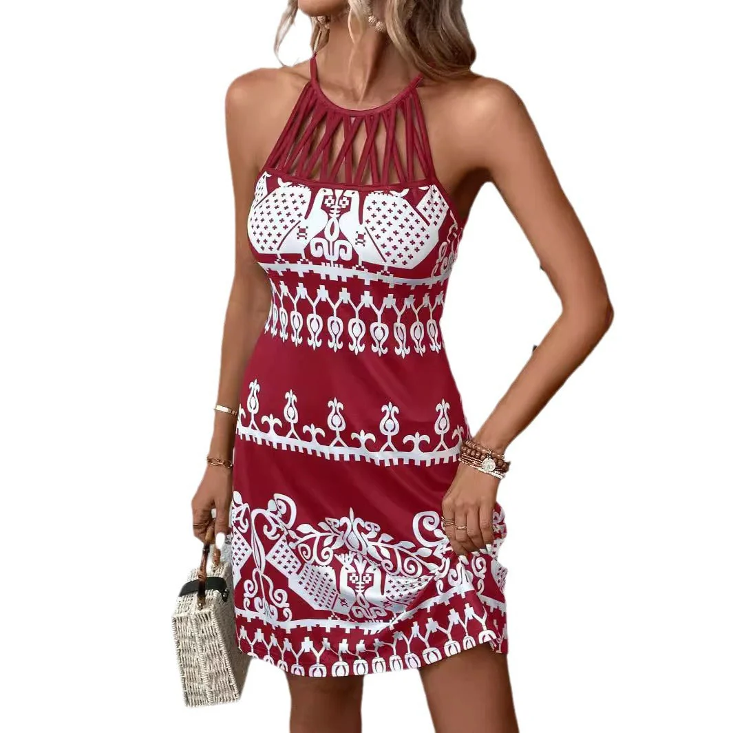 Damen Ärmelloses Sommerkleid mit Modischem Cut-Out-Design und Grafischem Muster Heidi-Mode - Image 5