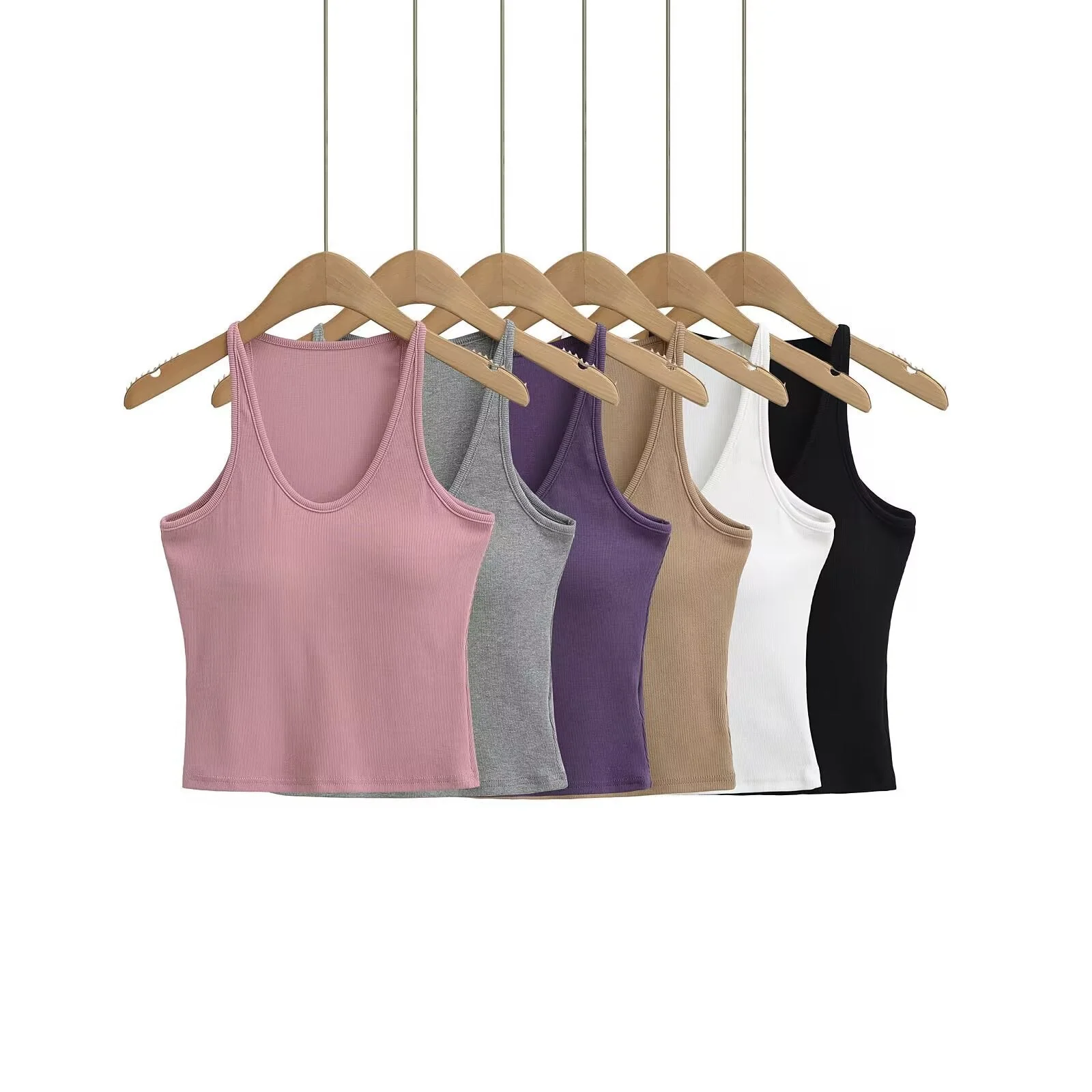 Damen Ärmelloses Sporttop mit Tiefem U-Ausschnitt und Elastischem Material Heidi-Mode