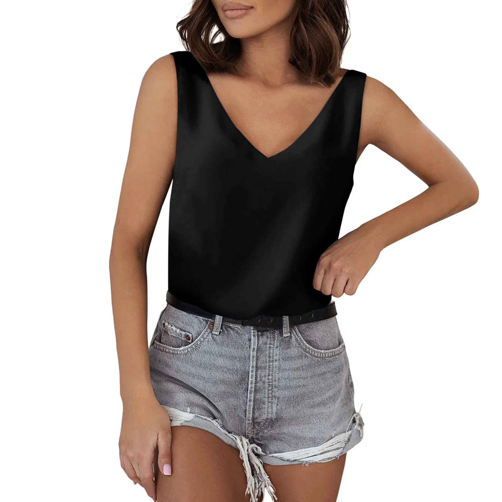Damen Ärmelloses V-Ausschnitt Top Aus Hochwertigem Material Heidi-Mode - Image 11