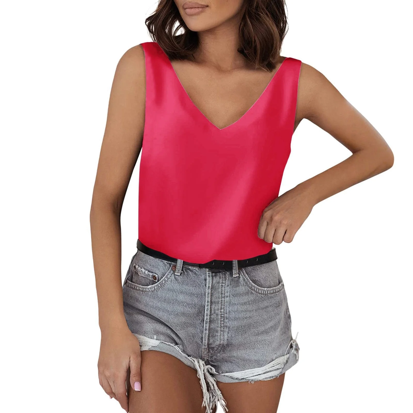 Damen Ärmelloses V-Ausschnitt Top Aus Hochwertigem Material Heidi-Mode - Image 2