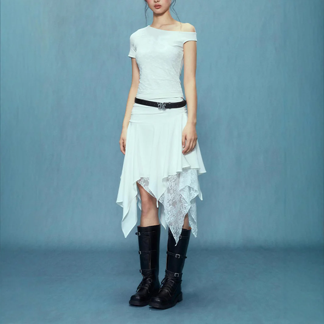 Damen asymmetrischer Spitzenrock mit Raffung und elegantem Design Heidi-Mode - Image 3