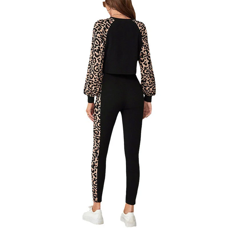 Damen Athleisure Set mit Modischen Leopardenärmel und Slim Fit Heidi-Mode - Image 3