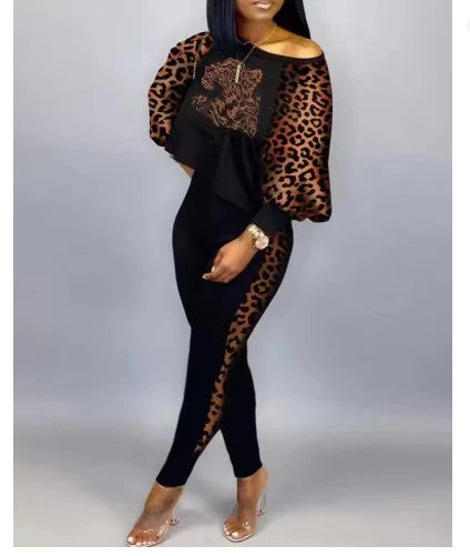Damen Athleisure Set mit Modischen Leopardenärmel und Slim Fit Heidi-Mode - Image 5