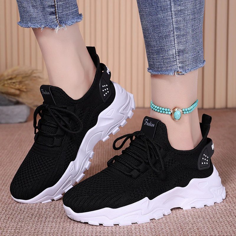 Damen Atmungsaktive Fitness Sneakers mit flexiblem Strickoberteil und rutschfester Sohle Heidi Mode - Image 3