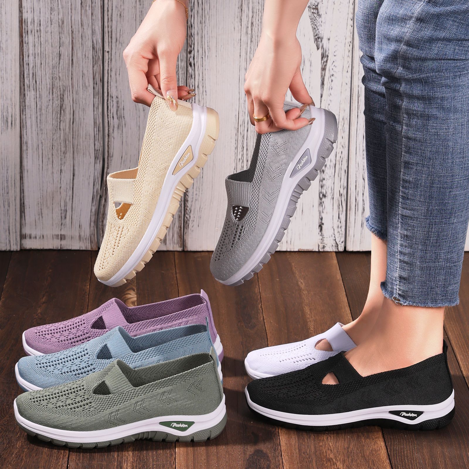 Damen Atmungsaktive Freizeit-Sneaker mit flexiblem Einstieg und rutschfester Sohle Heidi Mode - Image 3