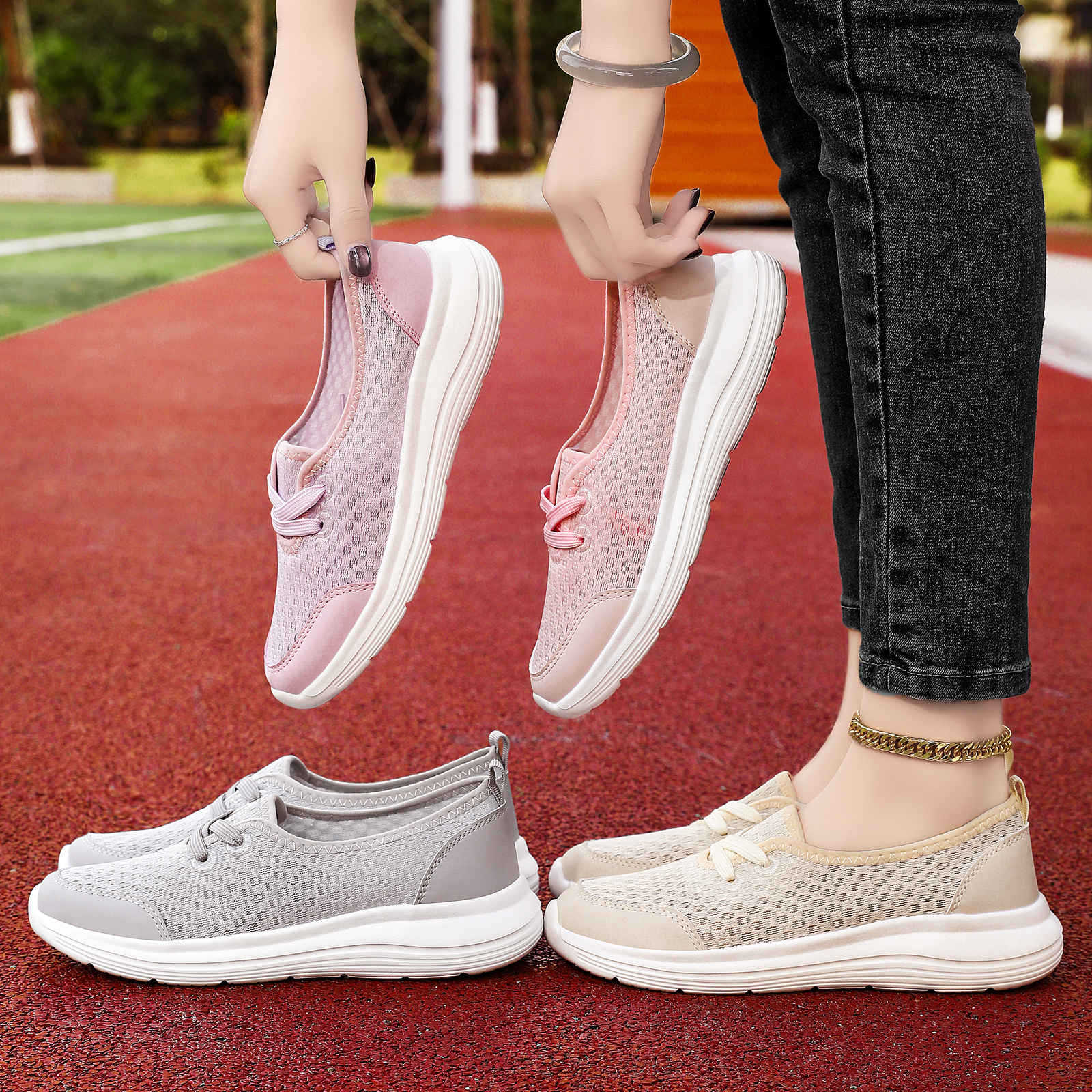 Damen Atmungsaktive Freizeit-Sneaker mit flexiblem Mesh-Obermaterial Heidi Mode - Image 4