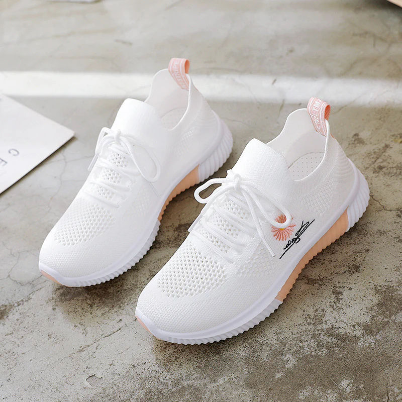 Damen atmungsaktive Freizeitsneaker mit eingearbeitetem Blumenmotiv und rutschfester Sohle Heidi Mode - Image 3