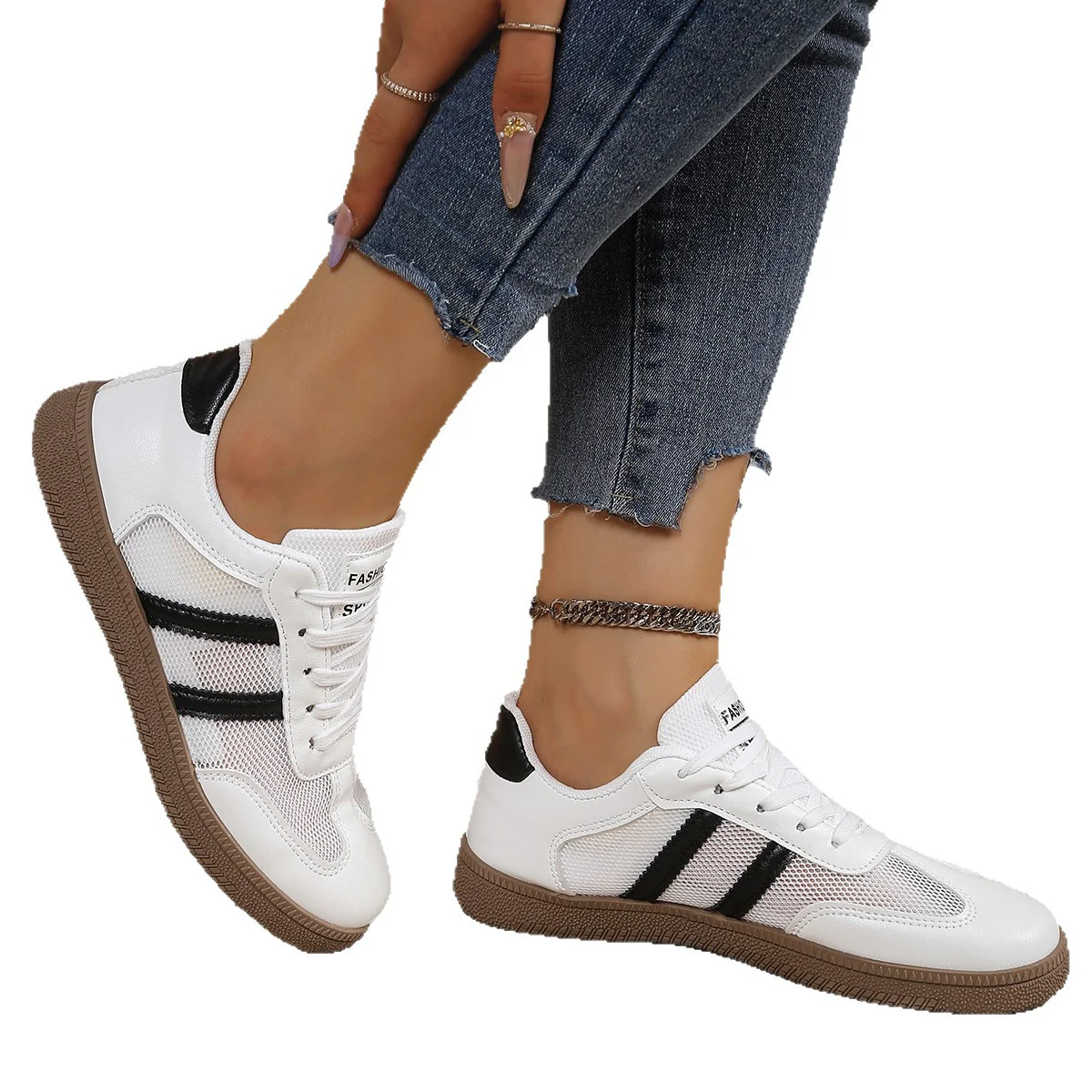 Damen Atmungsaktive Freizeitsneakers mit sportlichem Mesh-Obermaterial und flexiblem Sohlenprofil Heidi Mode - Image 5