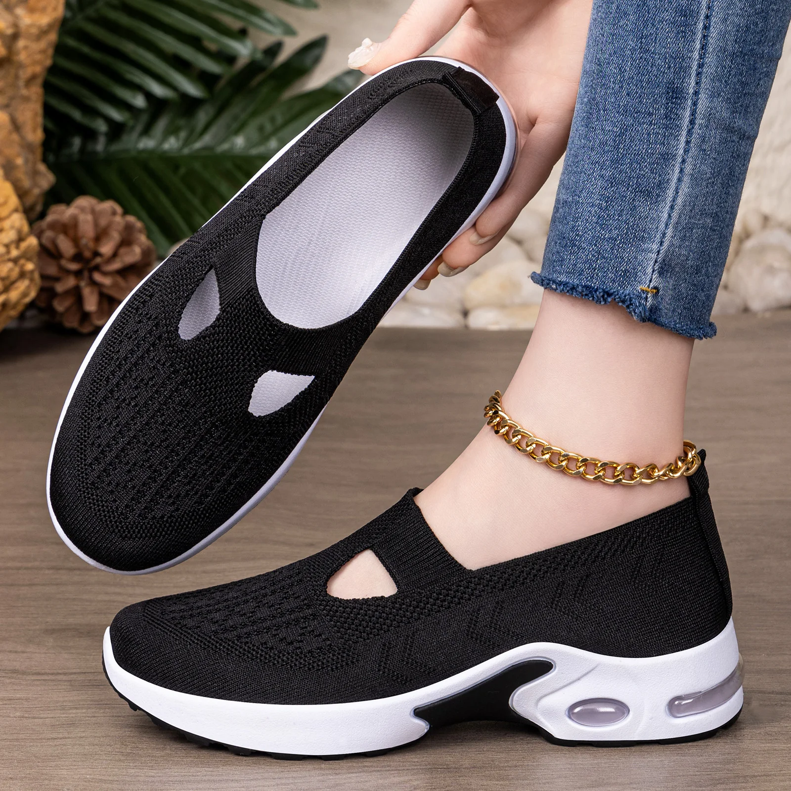Damen Atmungsaktive Slip-On Freizeit-Schuhe mit dämpfender Sohle Heidi Mode - Image 3