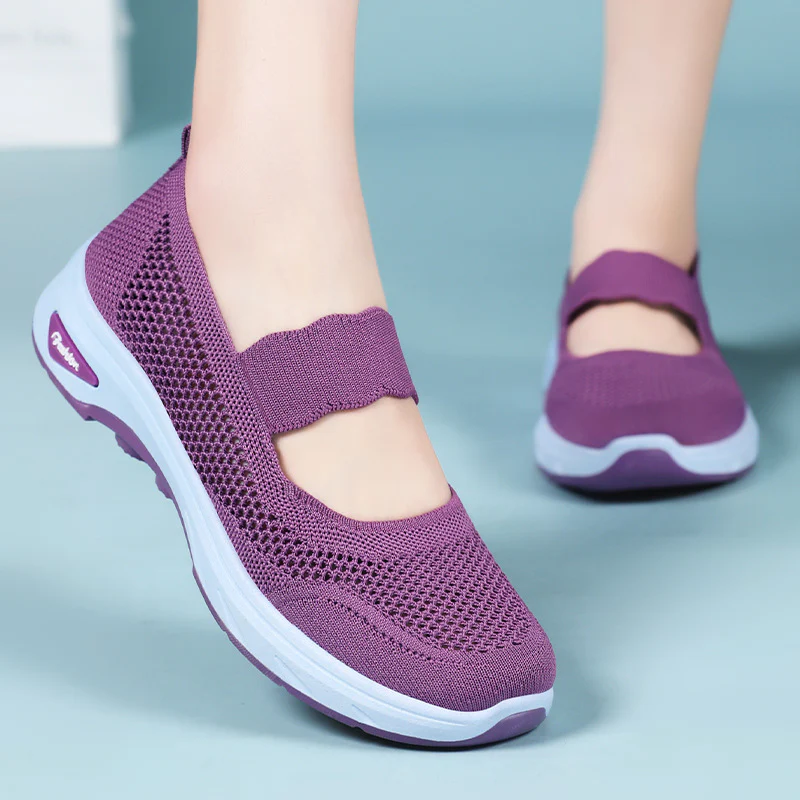 Damen Atmungsaktive Slip-On Freizeitschuhe mit elastischem Riemen Heidi Mode
