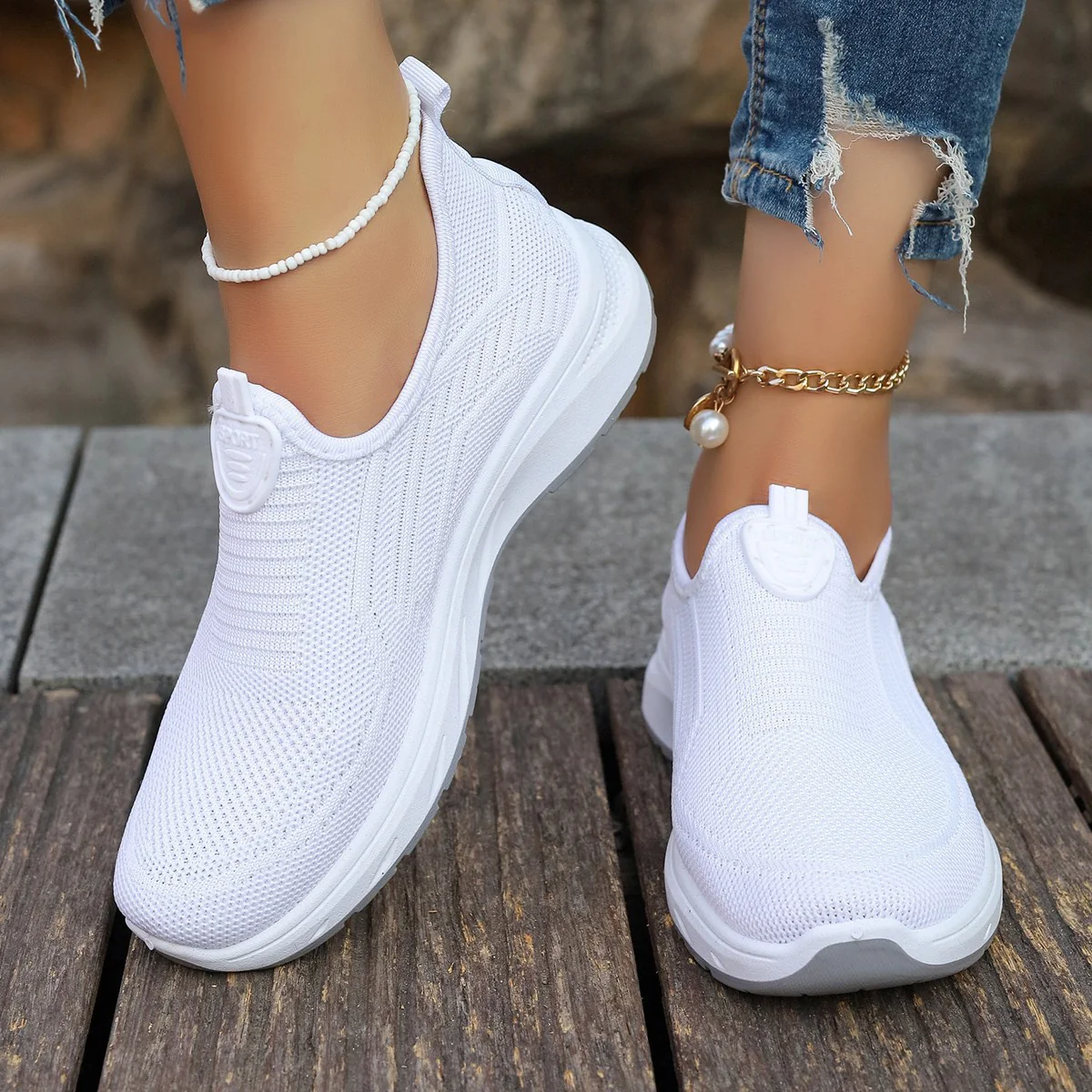 Damen Atmungsaktive Slip-On Sneakers mit elastischem Einsatz und dämpfender Sohle Heidi Mode - Image 10