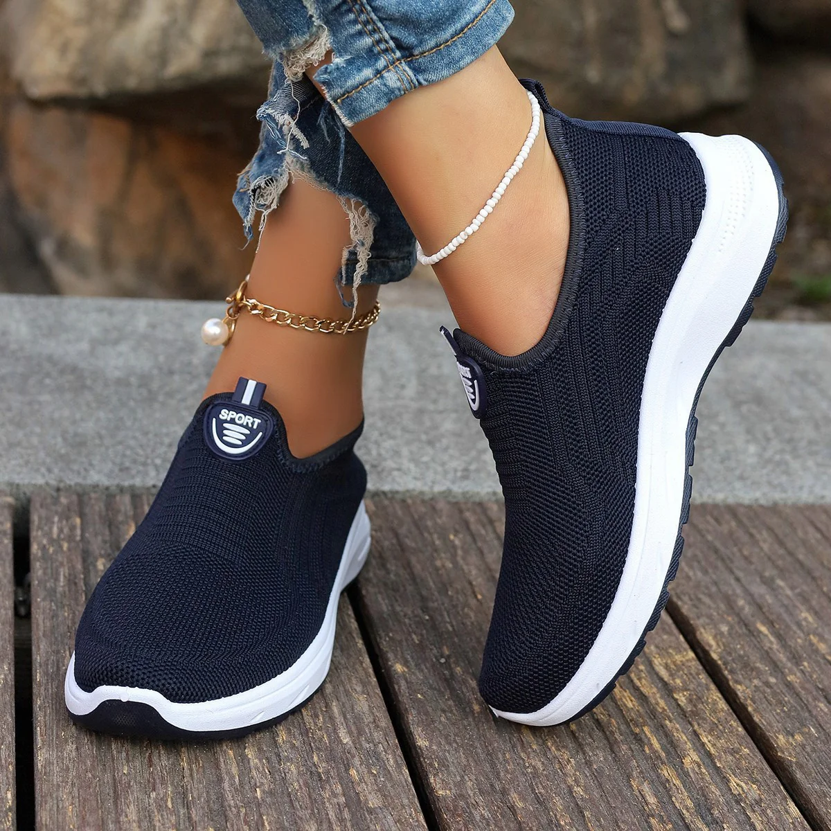 Damen Atmungsaktive Slip-On Sneakers mit elastischem Einsatz und dämpfender Sohle Heidi Mode - Image 6